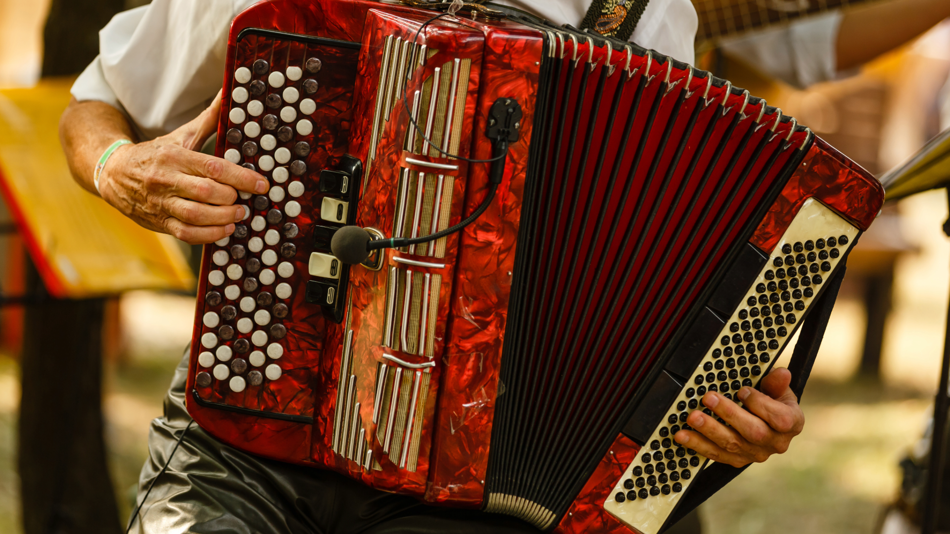 Accordéon et airs de Noël sur le marché