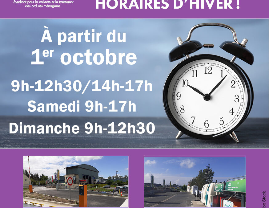 Horaires d&rsquo;hiver des déchetteries