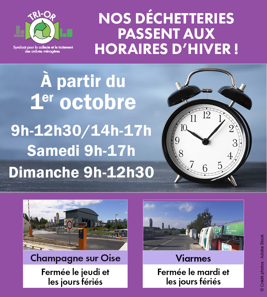 Horaires d&rsquo;hiver des déchetteries